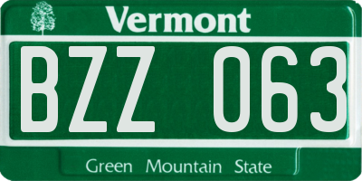 VT license plate BZZ063