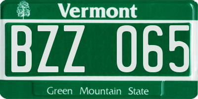 VT license plate BZZ065