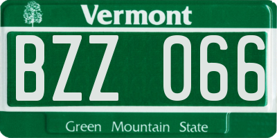 VT license plate BZZ066