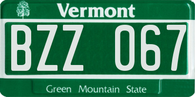 VT license plate BZZ067