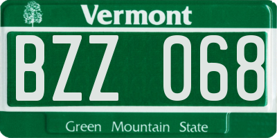 VT license plate BZZ068