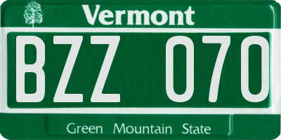 VT license plate BZZ070