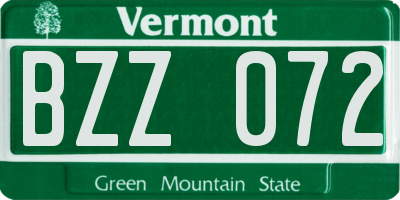 VT license plate BZZ072