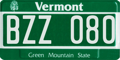 VT license plate BZZ080