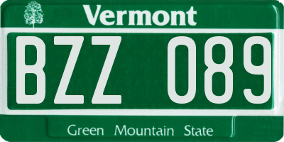 VT license plate BZZ089