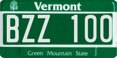 VT license plate BZZ100