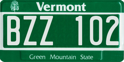 VT license plate BZZ102