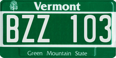 VT license plate BZZ103