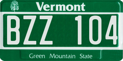 VT license plate BZZ104