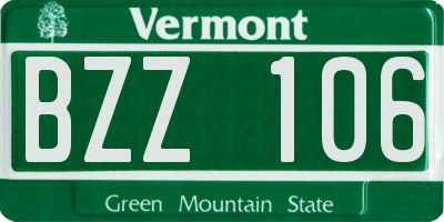 VT license plate BZZ106