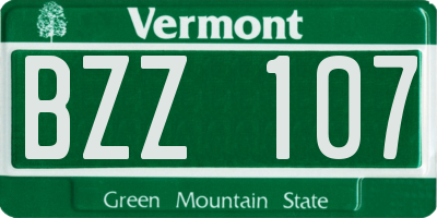 VT license plate BZZ107