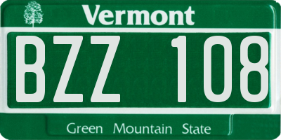 VT license plate BZZ108