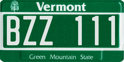 VT license plate BZZ111