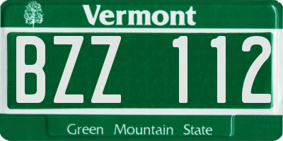 VT license plate BZZ112