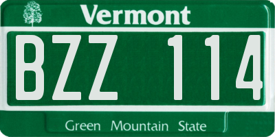 VT license plate BZZ114