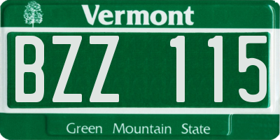 VT license plate BZZ115