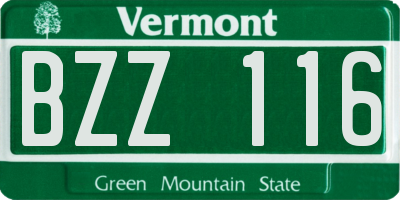 VT license plate BZZ116