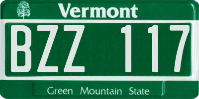 VT license plate BZZ117