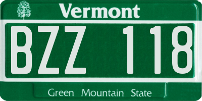 VT license plate BZZ118