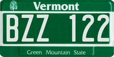 VT license plate BZZ122