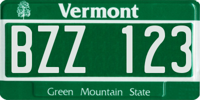 VT license plate BZZ123