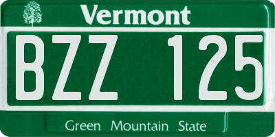 VT license plate BZZ125