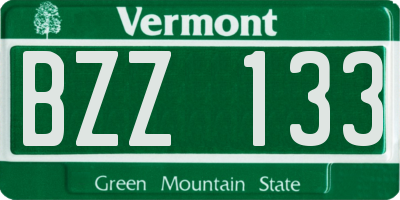 VT license plate BZZ133