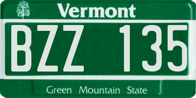 VT license plate BZZ135