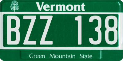 VT license plate BZZ138