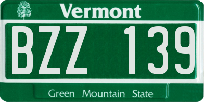 VT license plate BZZ139