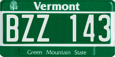 VT license plate BZZ143