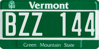 VT license plate BZZ144