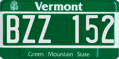 VT license plate BZZ152