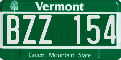VT license plate BZZ154