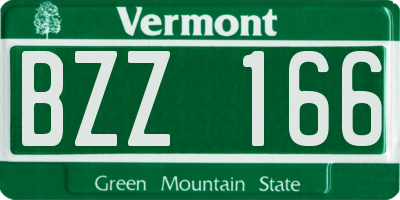 VT license plate BZZ166