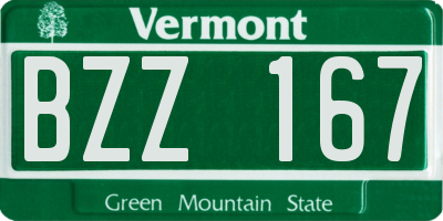 VT license plate BZZ167