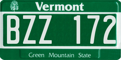 VT license plate BZZ172