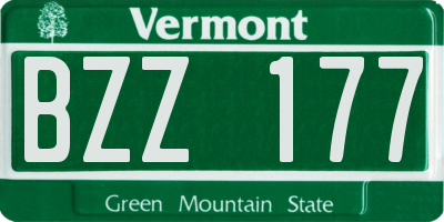 VT license plate BZZ177