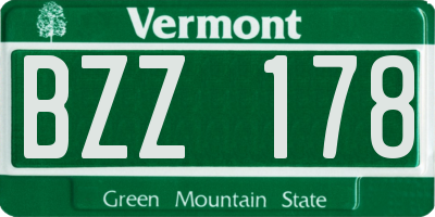 VT license plate BZZ178