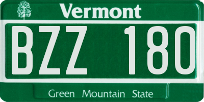 VT license plate BZZ180