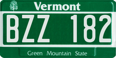 VT license plate BZZ182