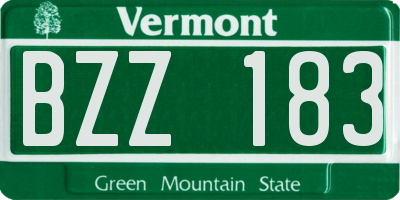 VT license plate BZZ183