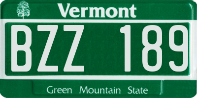 VT license plate BZZ189