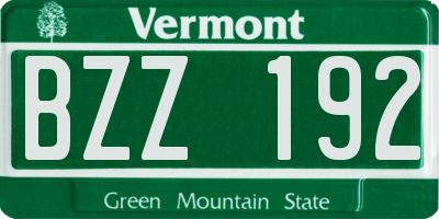 VT license plate BZZ192