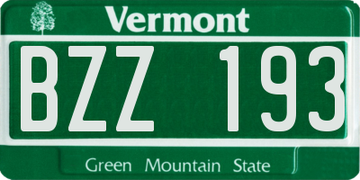 VT license plate BZZ193