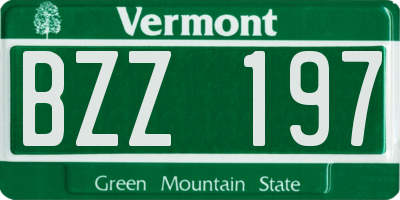 VT license plate BZZ197
