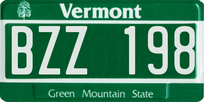 VT license plate BZZ198