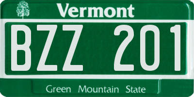 VT license plate BZZ201