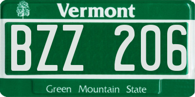 VT license plate BZZ206