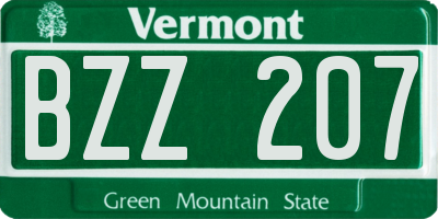 VT license plate BZZ207